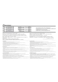 Notice PIONEER TSA2500LB Subwoofer