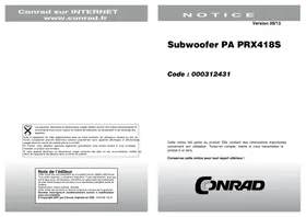 Notice JBL PRX418S Subwoofer