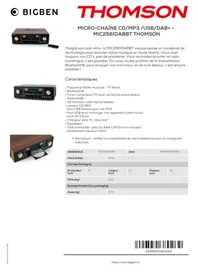 Notice THOMSON MIC256IDABBT Chaîne Hi-Fi