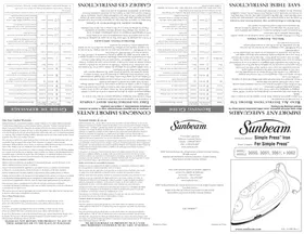 Notice SUNBEAM SIMPLE PRESS 3050 Fer à repasser