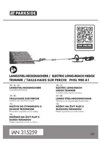 Notice PARKSIDE PHSL 900 A1 Taille-haies