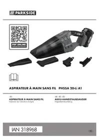 Notice PARKSIDE PHSSA 20LI A1 Aspirateur