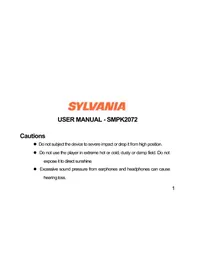 Notice SYLVANIA SMPK2072 Mp3 player