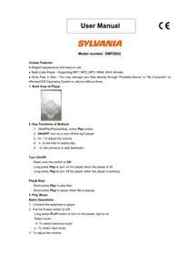 Notice SYLVANIA SMP2002 Lecteur mp3