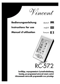Notice VINCENT RC572 Télécommande