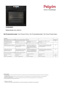 Notice Pelgrim OVM836MAT Four