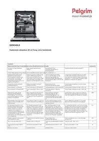 Notice Pelgrim GVW340LS Lave-vaisselle
