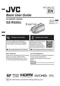 Notice JVC GZR320 Caméscope
