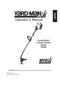 Notice Yard-Man YM400 Coupe-herbe