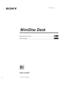 Notice SONY MDSJA30ES Dictaphone