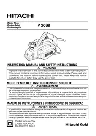 Notice HITACHI P 20SB Rabot