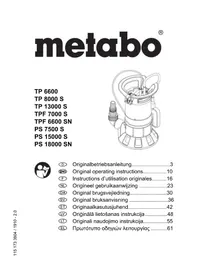 Notice METABO TPF 7000 S Pump