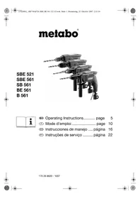 Notice METABO SBE 561 Furadeira
