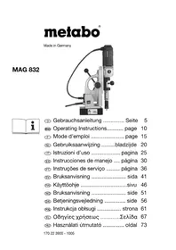 Notice METABO MAG 832 Trapano