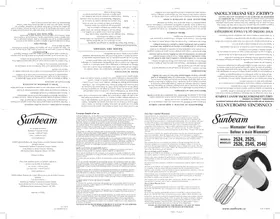 Notice SUNBEAM MIXMASTER 2524 Autres appareil de cuisine