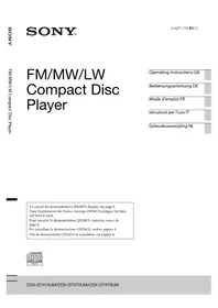 Notice SONY CDXGT474UM Cd-speler/recorder