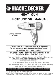 Notice BLACK & DECKER HG1300 Heat gun
