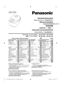 Notice PANASONIC SRZX105 电饭煲