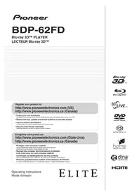 Notice PIONEER ELITE BDP62FD Lecteur blu-ray