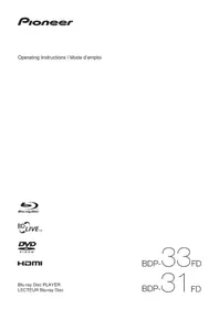 Notice PIONEER ELITE BDP31FD Lecteur blu-ray