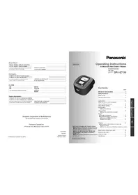 Notice PANASONIC SRHZ106 电饭煲