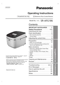 Notice PANASONIC SRAFG186 电饭煲