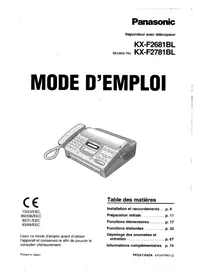 Notice PANASONIC KXF2681BL Télécopieur