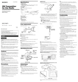 Notice SONY DCCFMT1 Émetteur FM