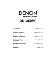 Notice DENON DN350MP DJ Equipment