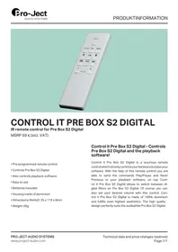 Notice PRO-JECT CONTROL IT PRE BOX S2 DIGITAL Système hifi