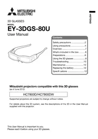 Notice MITSUBISHI EY3DGS80U 3D眼镜