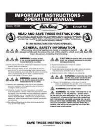 Notice Air King AK100D Fan