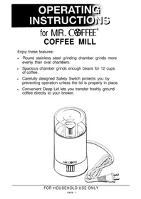Notice MR COFFEE IDS57RB Coffee grinder