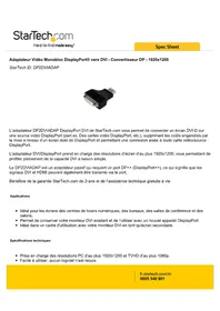 Notice StarTech.com DP2DVIADAP Adaptateur vidéo