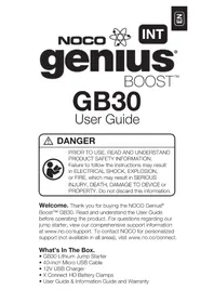 Notice NOCO GENIUS GB30 Arrancador de bateria