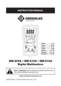 Notice GREENLEE DM210A Multimètre