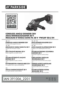 Notice PARKSIDE PWSAP 20LI D4 Meuleuse électrique