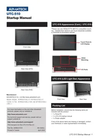 Notice Advantech UTC510K Écran tactile industriel