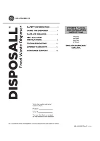 Notice GE GFC765W Food grinder