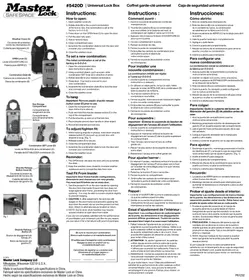 Notice Master Lock 5420D Serrure