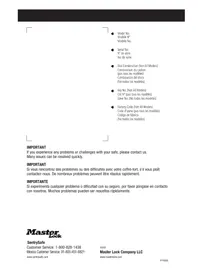 Notice Master Lock STW082GTCML Lock