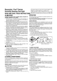 Notice BROAN FLEX AE80SL Fan