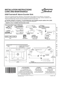 Notice American Standard TOWNSEND 0329001 Lavabo