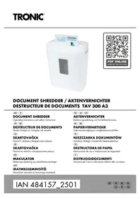 Notice TRONIC TAV 300 A3 Destructeur de documents