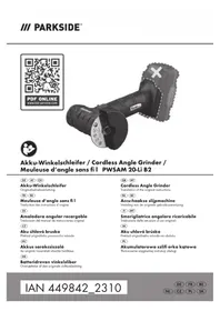 Notice PARKSIDE PWSAM 20LI B2 Meuleuse électrique