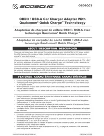 Notice Scosche OBD2QC3 Câble pour ordinateur et périphérique