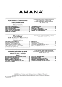 Notice AMANA AMAP081AW Climatisation