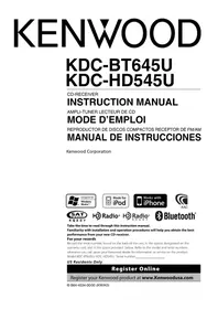 Notice KENWOOD KDCBT645U Lecteur CD