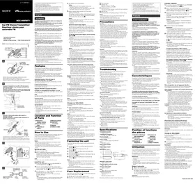 Notice SONY DCCNWFMT1 Émetteur FM