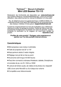 Notice TECHNAXX TX113 Projecteur